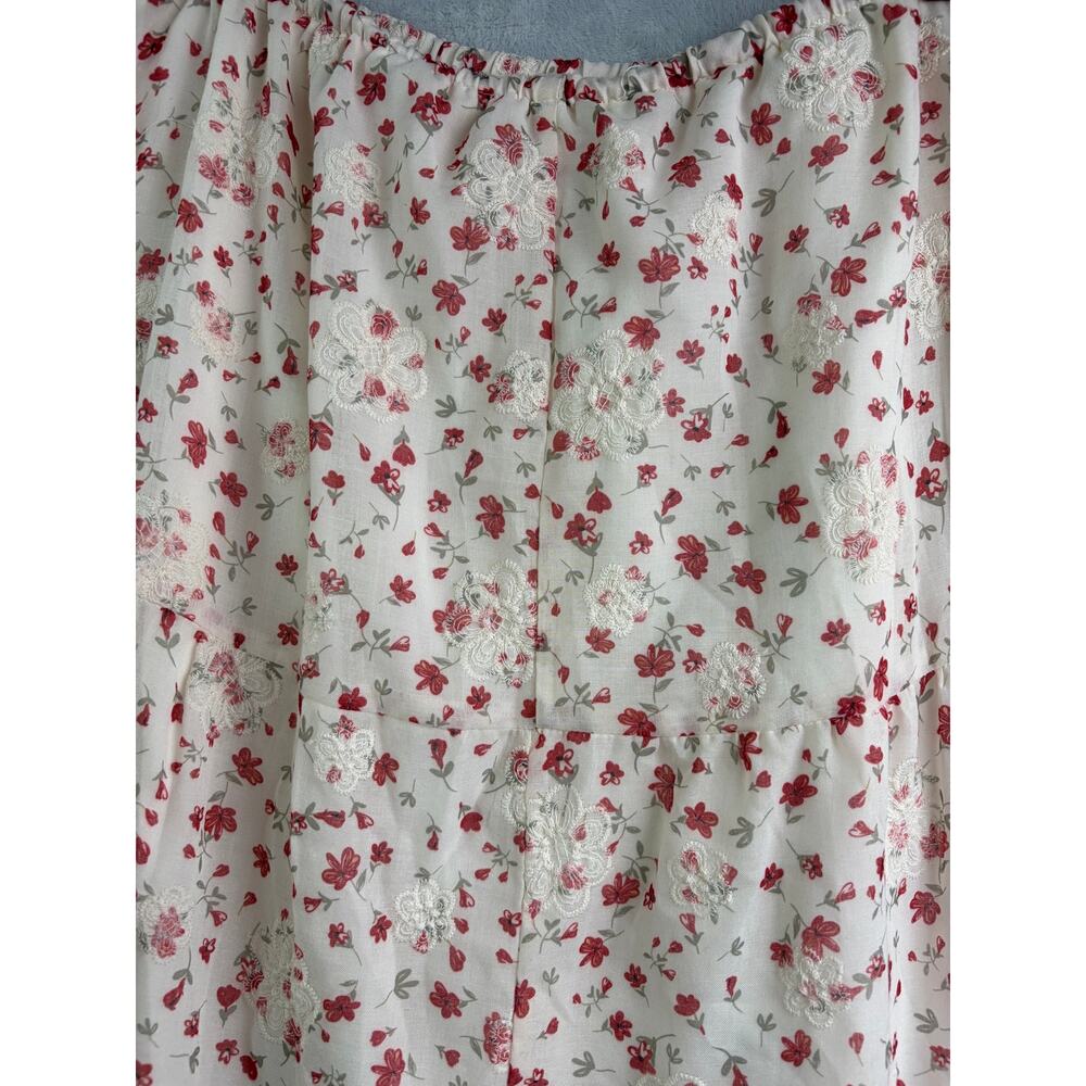 Polagram BaeVely Cream Red Floral Tiered Boho Maxi Skirt - Size L - Picture 8 of 9